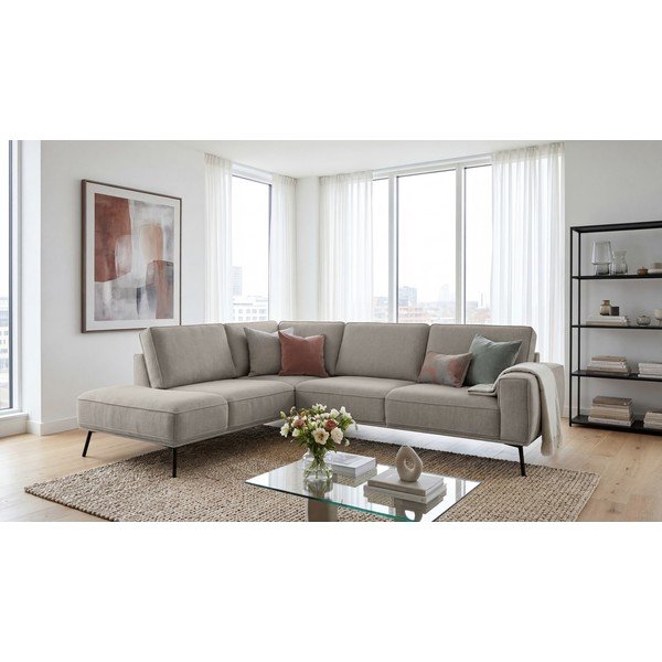 Pilkai smėlinės spalvos kampinė sofa iš šenilinio audinio (su kairiuoju kampu/„L“ formos) Amsterdam – Scandic-image-4