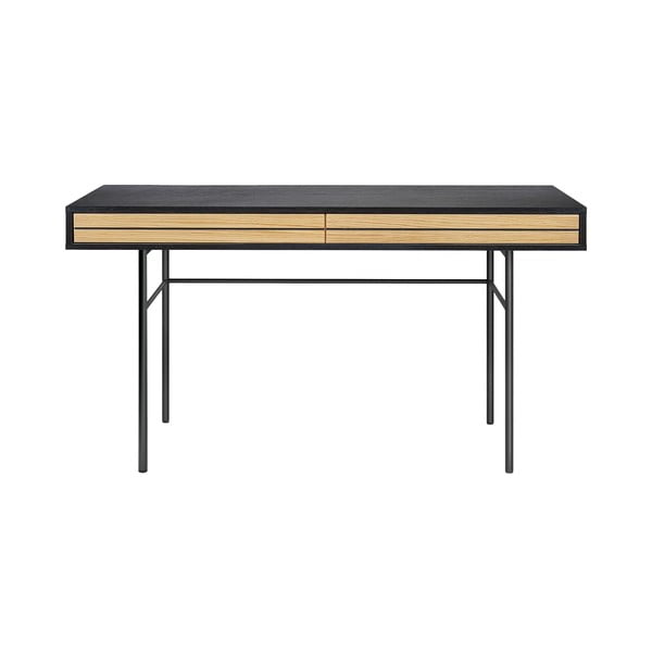 Juodas rašomasis stalas Woodman Stripe, 130 x 60 cm
