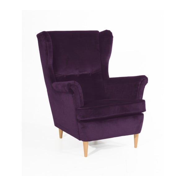 Violetinės spalvos fotelis su šviesiai rudomis kojomis "Max Winzer Clint Suede