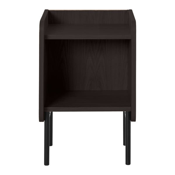 Naktinis staliukas juodos spalvos iš ąžuolo su lentynomis Wrap – Bonami Selection