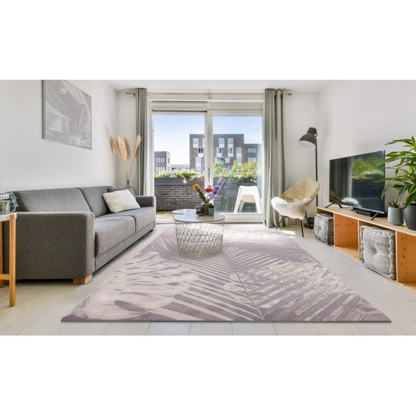 Kilimas iš vilnos pilkos spalvos 160x240 cm Monstera – Agnella-image-1