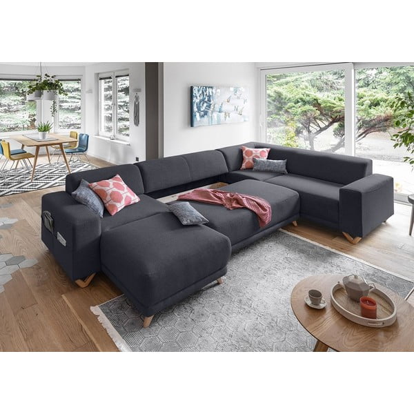 Antracito spalvos sulankstoma/su sandėliavimo vieta kampinė sofa (su dešiniuoju kampu/„U“ formos) Classy Sophie – Miuform-image-4