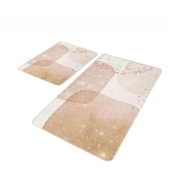 Smėlio spalvos iš velveto vonios kilimėliai 2 vnt. 60x100 cm – Mila Home
