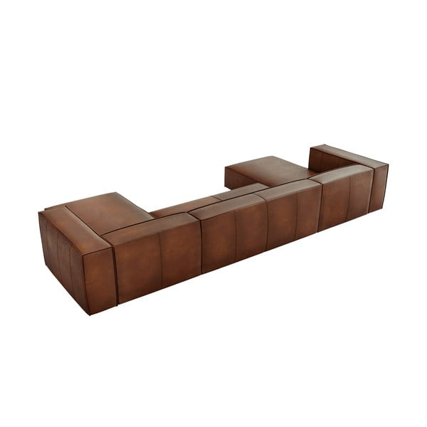 Konjako rudos spalvos odinė kampinė sofa (U formos) Madame - Windsor & Co Sofas-image-3