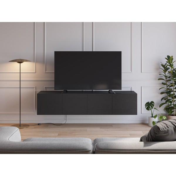 Juodos spalvos TV spintelė 180x38x35 cm Daroca – Marckeric-image-1