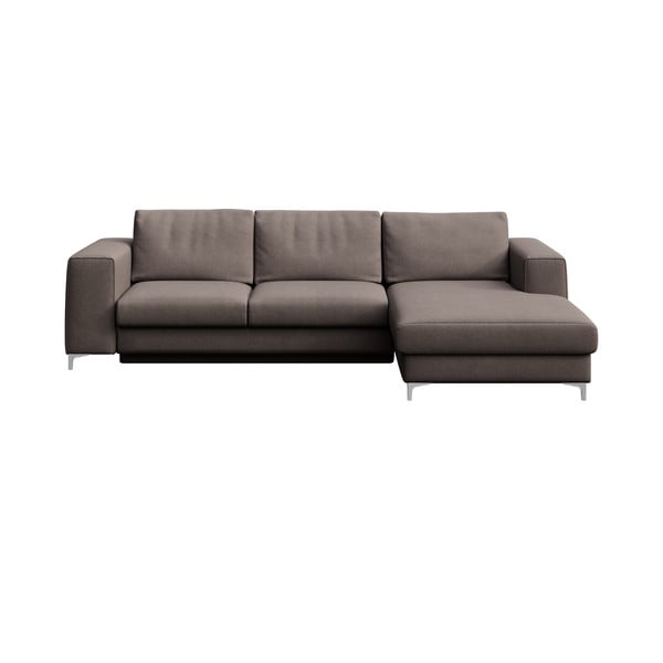 Taupe spalvos iš velveto sulankstoma/su sandėliavimo vieta kampinė sofa (su dešiniuoju kampu/su gultu) Rene – Rodier