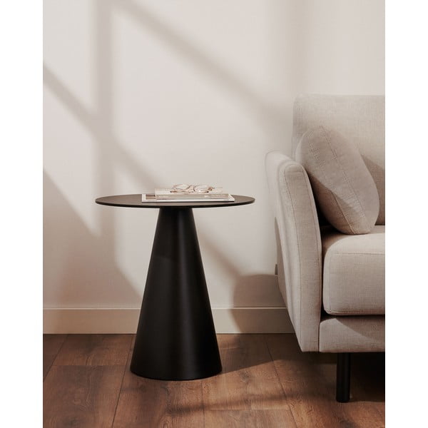 Apvalios formos šoninis stalas su stikliniu stalviršiu ø 50 cm Wilshire – Kave Home-image-1