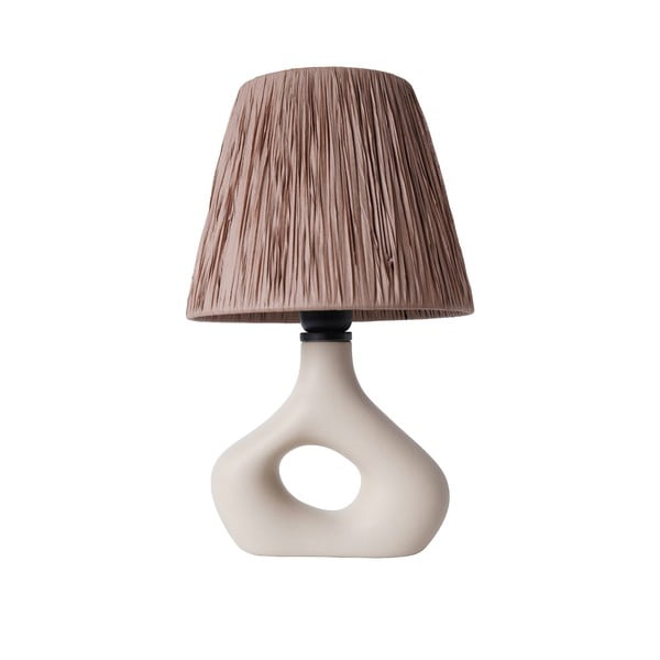 Smėlio spalvos stalinis šviestuvas (aukštis 40 cm) su gaubtu iš virvės Serin – Opviq lights