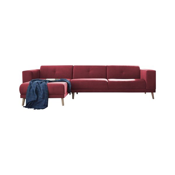 Raudona kampinė sofa su atramomis kojoms "Bobochic Paris Luna", kairysis kampas, 308 cm-image-3