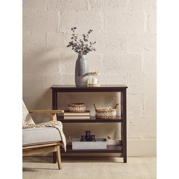 Juodos spalvos iš pušies masyvo pastatoma lentyna 40x81x81 cm Heritage – Premier Housewares-image-1