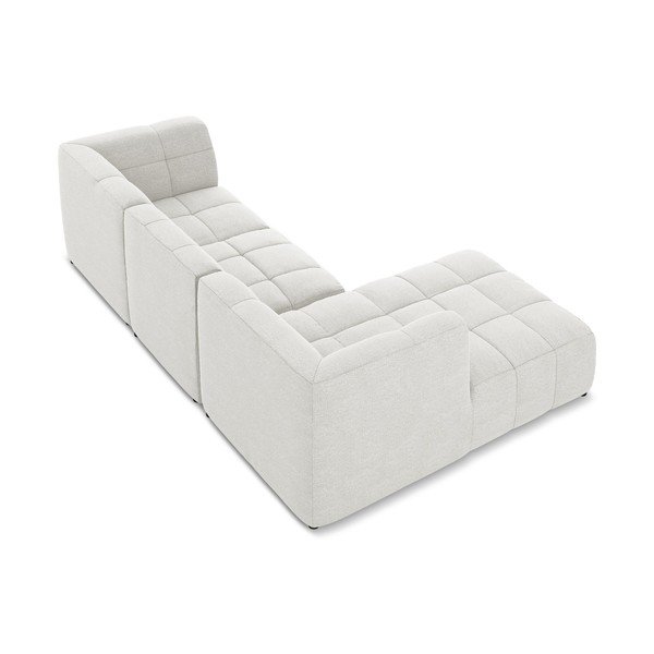 Baltos spalvos kampinė sofa iš boucle (su kairiuoju kampu/su gultu) Aloha – Makamii-image-4