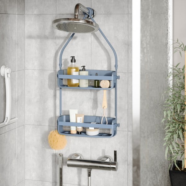 Pakabinama iš plastiko vonios lentyna mėlynos spalvos Flex – Umbra-image-1