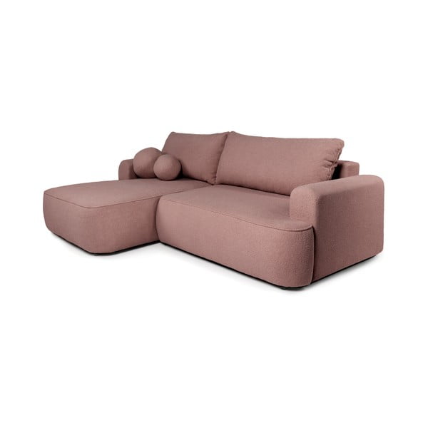 Iš boucle sulankstoma kampinė sofa šviesiai rožinės spalvos (su kairiuoju kampu) Quinoa – Bonami Selection-image-2