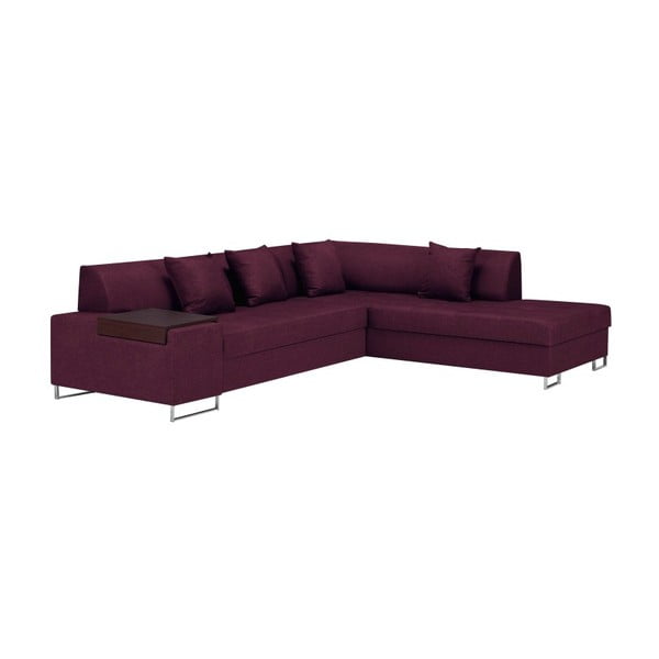 Violetinė kampinė sofa lova su sidabrinėmis kojelėmis "Cosmopolitan Design Orlando", dešinysis kampas