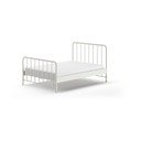 Iš metalo dvigulė lova baltos spalvos su lovos grotelėmis 140x200 cm BRONXX – Vipack