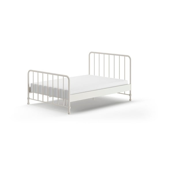 Iš metalo dvigulė lova baltos spalvos su lovos grotelėmis 140x200 cm BRONXX – Vipack