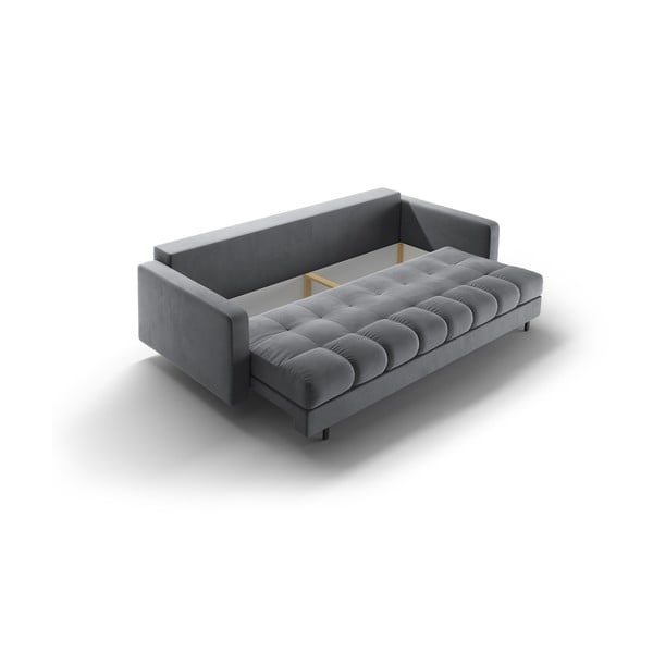 Šviesiai pilkos spalvos iš velveto sulankstoma/su sandėliavimo vieta sofa 222 cm Bali – Cosmopolitan Design-image-4