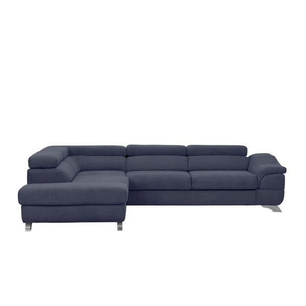 Tamsiai mėlyna "Windsor & Co Sofas Gamma" sofa-lova su aksomo apmušalais, kairysis kampas
