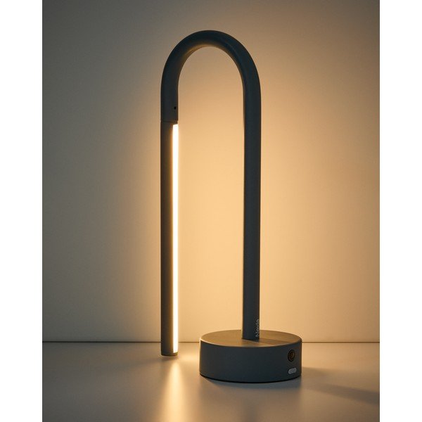 Šviesiai mėlynos spalvos iš metalo stalinis šviestuvas LED (aukštis 30 cm) Bow – Kave Home-image-1