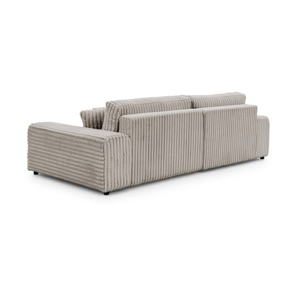 Šviesiai pilkos spalvos iš kordinio velveto sulankstoma/su sandėliavimo vieta kampinė sofa (su kairiuoju kampu) Sarina – Ropez-image-3