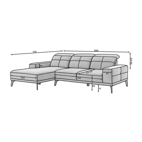 Smėlio spalvos kampinė sofa (su kairiuoju kampu/su gultu) Torrense – ELTAP-image-2