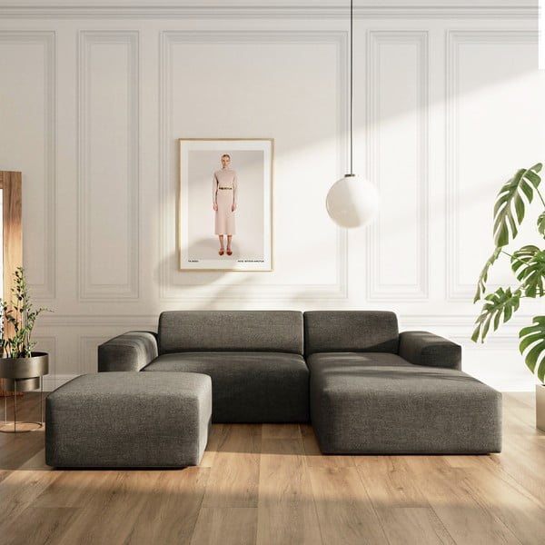 Antracito spalvos kampinė sofa (su dešiniuoju kampu/su gultu) Villet – Rodier-image-1