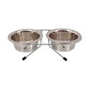 Iš nerūdijančio plieno dubenėlių komplektas su stovu šuniui ø 13 cm  Dog Fantasy – Plaček Pet Products