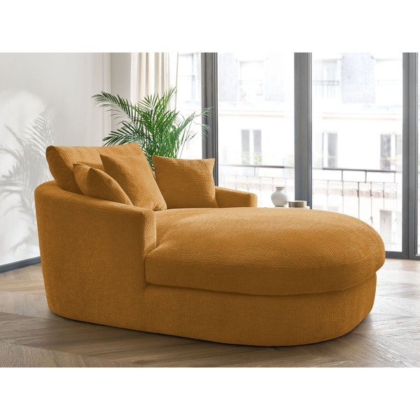 Geltonos spalvos krėslas iš šenilinio audinio Belem – Bobochic Paris-image-1