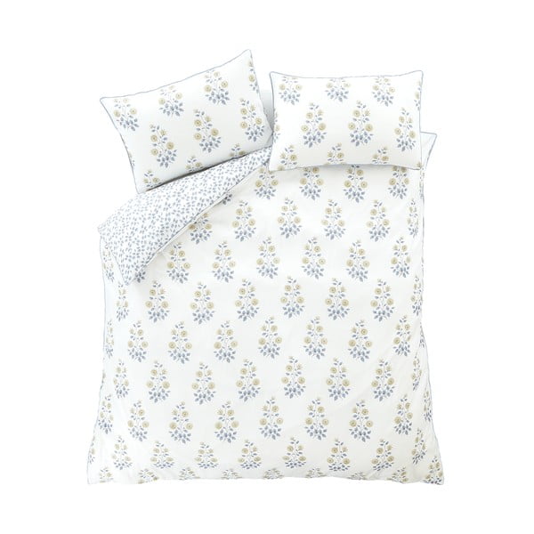 Baltos spalvos iš damasko dvigulė/itin ilga patalynė 230x220 cm Eloise Floral – Bianca