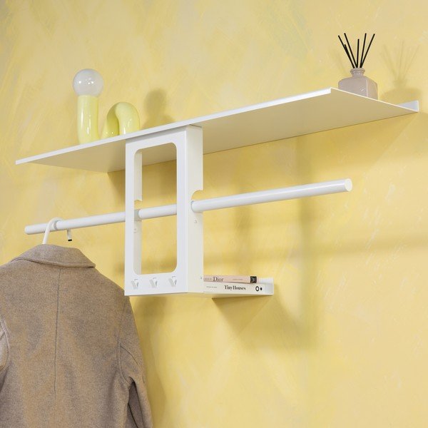 Baltos spalvos iš plieno sieninė lentyna su lentyna 100 cm Luno Small – Spinder Design-image-1