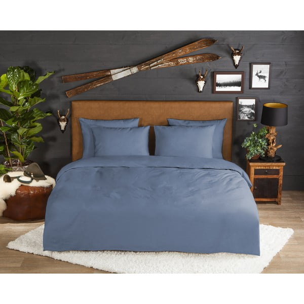 Iš flanelės dvigulė/itin ilga patalynė mėlynos spalvos 240x220 cm – Good Morning-image-1