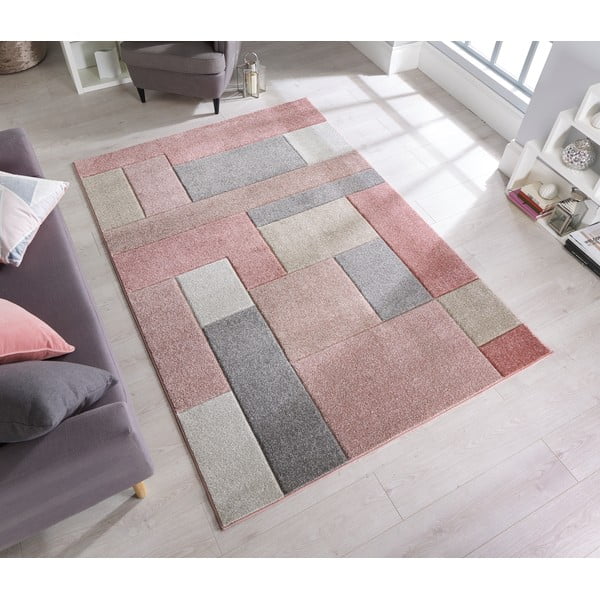 Rožinis ir pilkas kilimas Flair Rugs Cosmos, 80 x 150 cm-image-1