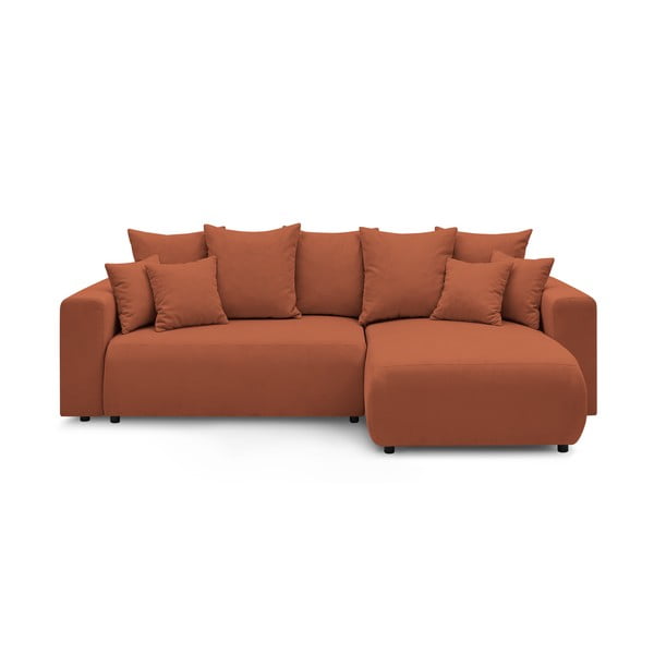 Terakotos raudonos spalvos velveto sofa-lova Bobochic Paris Envy