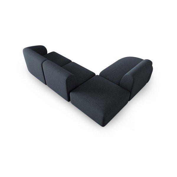 Mėlynos spalvos iš šenilinio audinio kampinė sofa (su kairiuoju kampu/„L“ formos) Paolo – Milo Casa-image-3