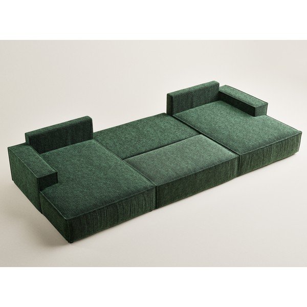 Tamsiai žalios spalvos sulankstoma/su sandėliavimo vieta kampinė sofa iš šenilinio audinio („U“ formos) Kyoto – Maison de Rêve-image-3