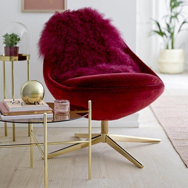 Tamsiai raudonas mongolų ėriuko kailis Bloomingville Mongolian-image-1