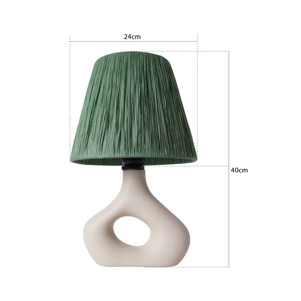 Žalios spalvos stalinis šviestuvas (aukštis 40 cm) su gaubtu iš virvės Serin – Opviq lights-image-2