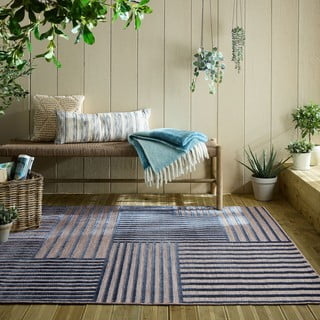 Tamsiai mėlynos spalvos lauko ir vidaus kilimas 80x150 cm Vigo Blocks – Flair Rugs