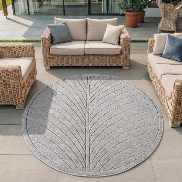 Sidabrinės spalvos apvalios formos lauko ir vidaus kilimas ø 120 cm Nova 1204 – Ayyildiz Carpets-image-1