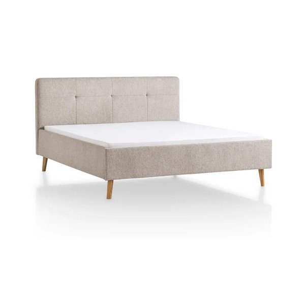 Pilkos spalvos/rudos spalvos dvigulė lova audiniu dengta be grotelių 180x200 cm Smart – Meise Möbel