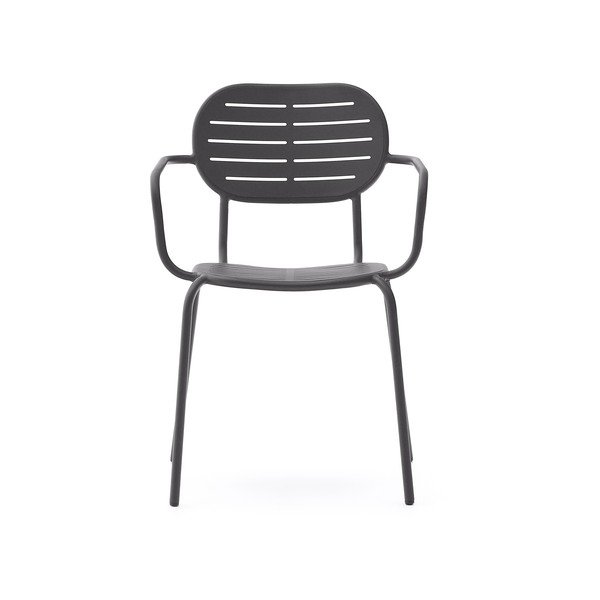 Tamsiai pilkos spalvos metalinė sodo kėdė Brai – Kave Home-image-2