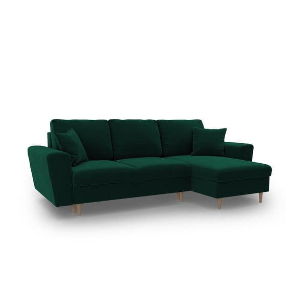 Žalios spalvos iš velveto sulankstoma/su sandėliavimo vieta kampinė sofa Kyoto – Cosmopolitan Design-image-1