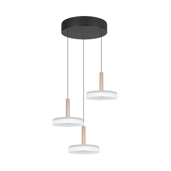 Kabantis šviestuvas juodos ir baltos spalvos/auksinės spalvos LED su pritemdymo funkcija ø 35 cm su stiklo gaubtu Celeste – Trio