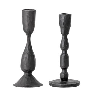 2 juodo metalo žvakidžių rinkinys Bloomingville Deja, aukštis 16 cm