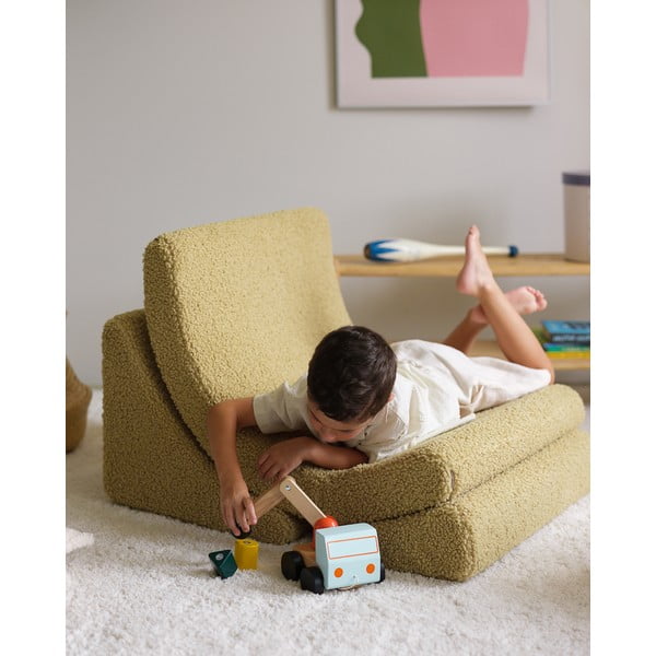 Žalios spalvos iš boucle vaikiškas krėslas Moon – Wigiwama-image-4