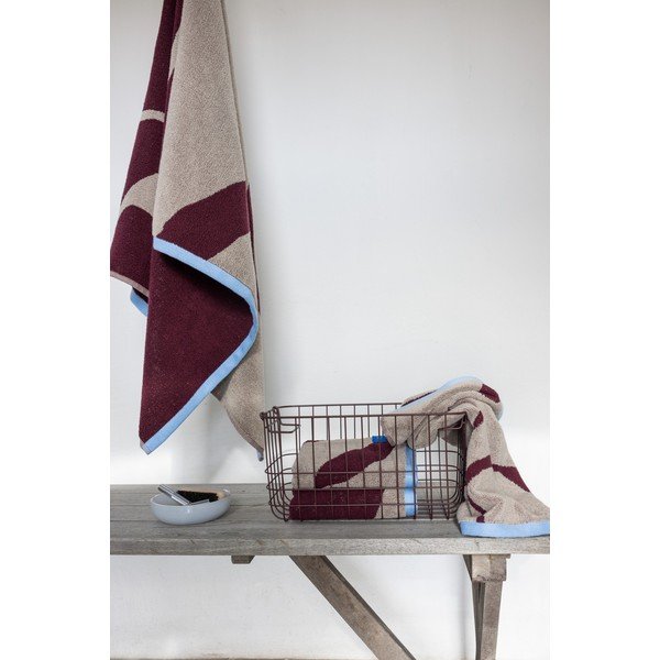 Bordo spalvos/pilkai smėlinės spalvos iš frote audinio iš organiškos medvilnės vonios rankšluostis 70x133 cm Nova Arte  – Mette Ditmer Denmark-image-3