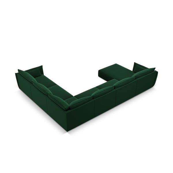 Tamsiai žalios spalvos iš velveto kampinė sofa (su dešiniuoju kampu/„U“ formos) Vanda – Mazzini Sofas-image-3