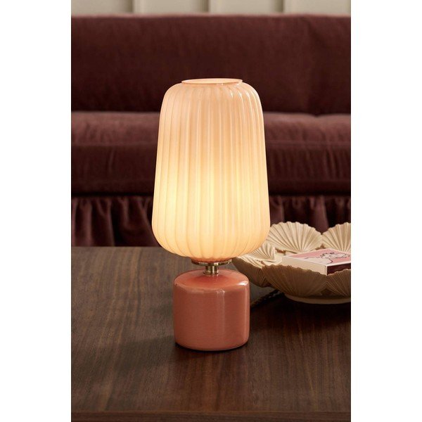 Rausvos spalvos iš stiklo stalinis šviestuvas (aukštis 40 cm) Daria – Ellos Home-image-1