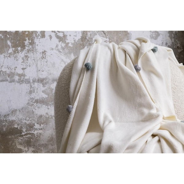 Kreminės spalvos fleece tipo lovatiesė 150x200 cm Pom Pom – Mijolnir-image-3