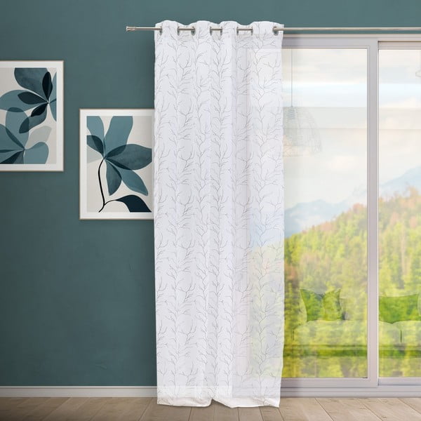 Baltos spalvos/pilkos spalvos permatoma užuolaida 140x260 cm Coral – Casa Selección-image-1